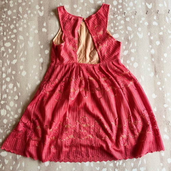 Free People Rocco Salmon Pink Lace Dress - Picture 3 of 4